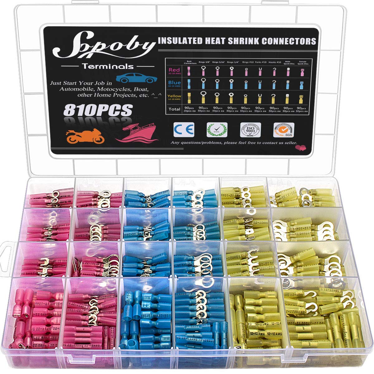 810PCS Heat Shrink Connectors Kit F520571