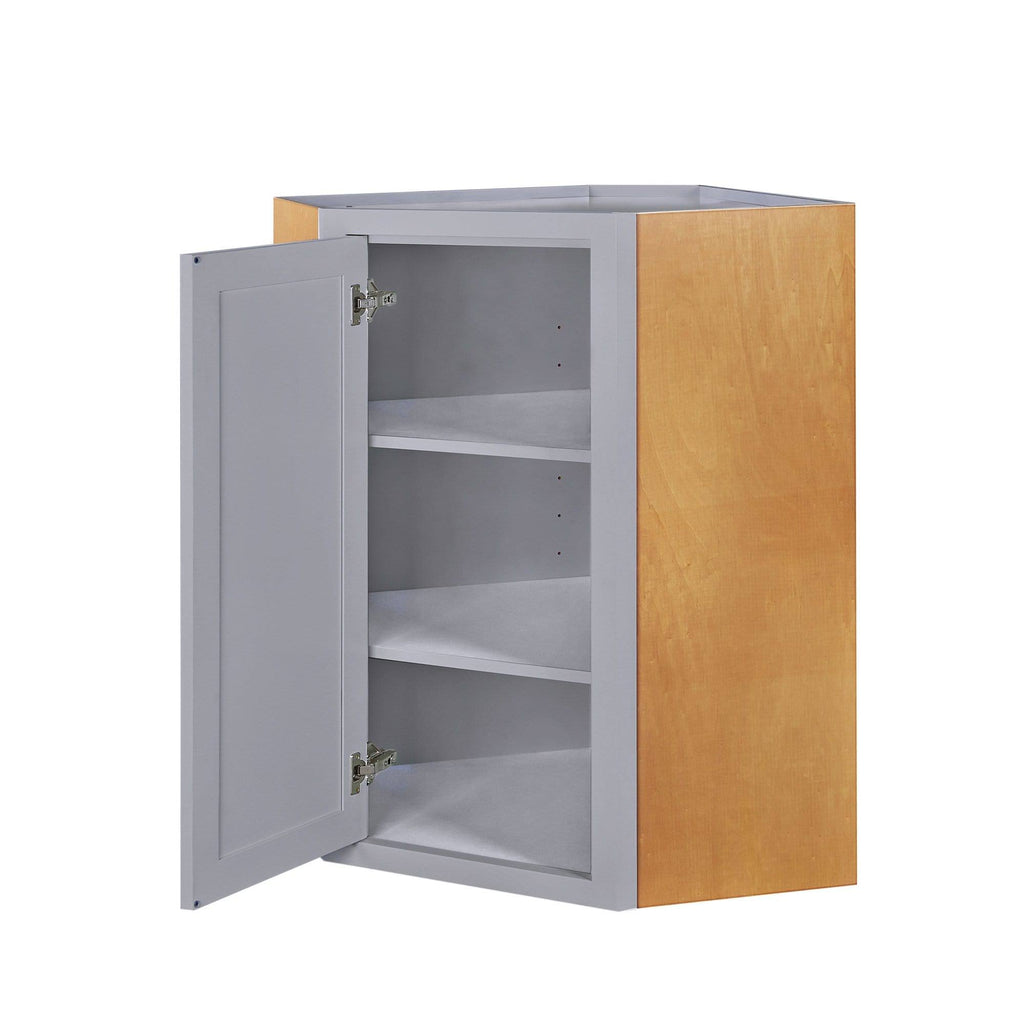 27 inch Wide 39 inch Tall 14 inch Deep Light Gray Inset Shaker Wall Cabinet Q527