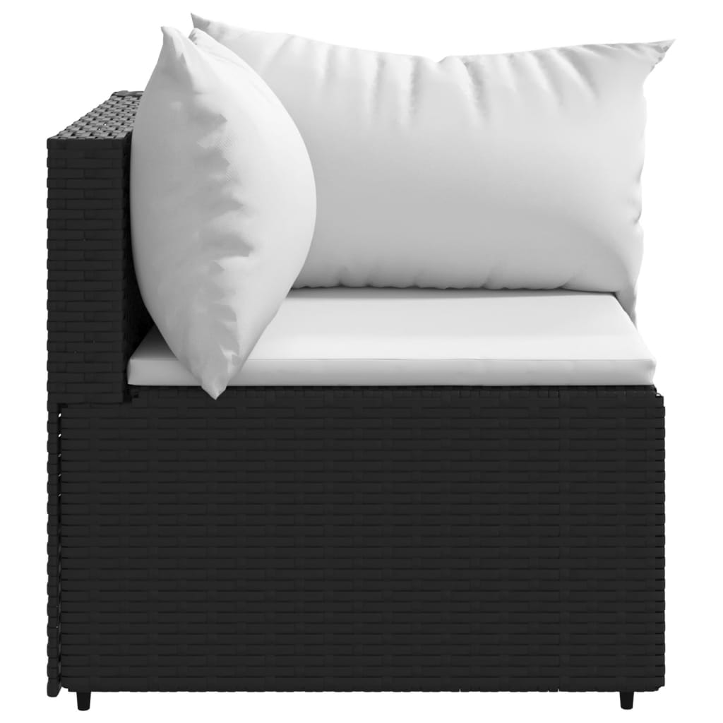 Black Poly Rattan Patio Corner Sofa with Cushions J25564