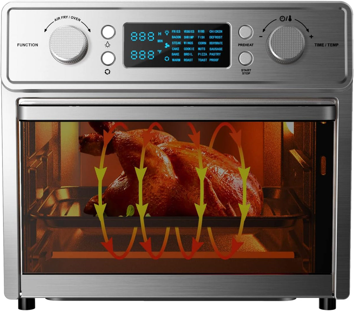 24-in-1 Air Fryer Toaster Oven Combo, 16 QT, Stainless Steel, Silver, 1700W U791996
