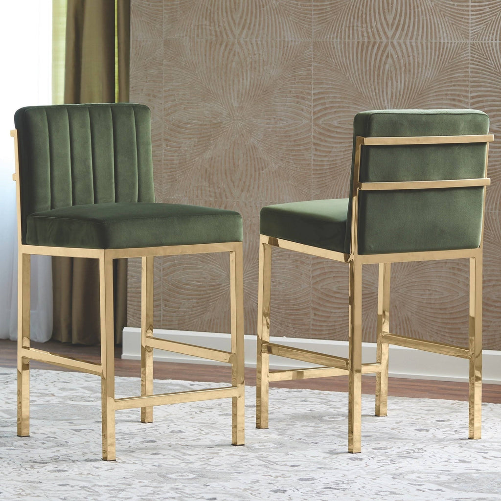 Green Velvet Counter Height Stools T323011