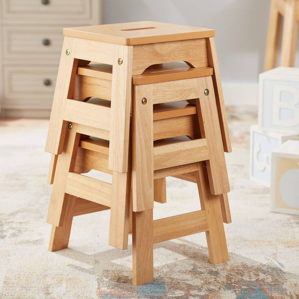 Natural Wooden Stools - Set of 4 Z38515