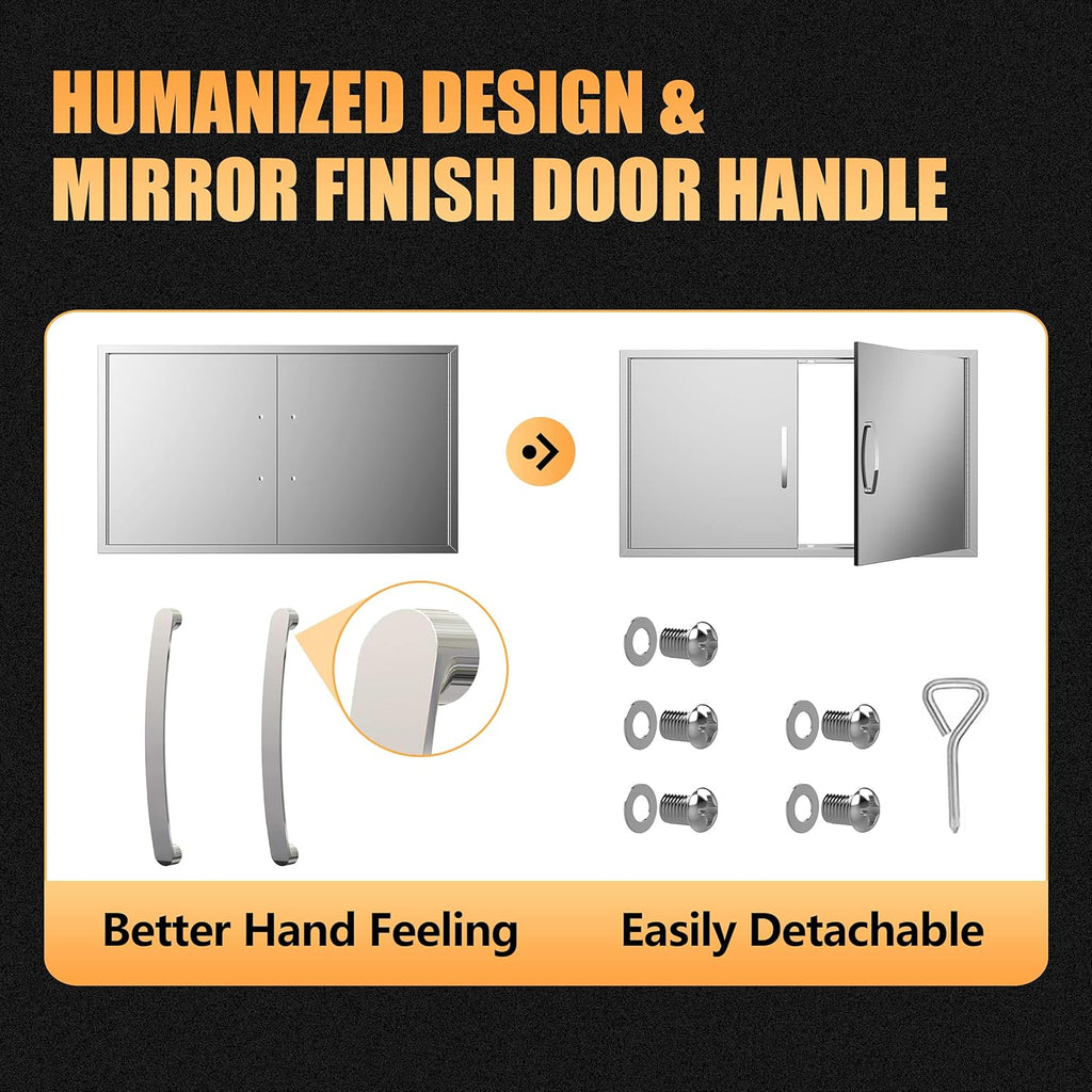 Outdoor Kitchen Doors 36W x 21H Stainless Steel Double Wall Construction Vertical Door F82403