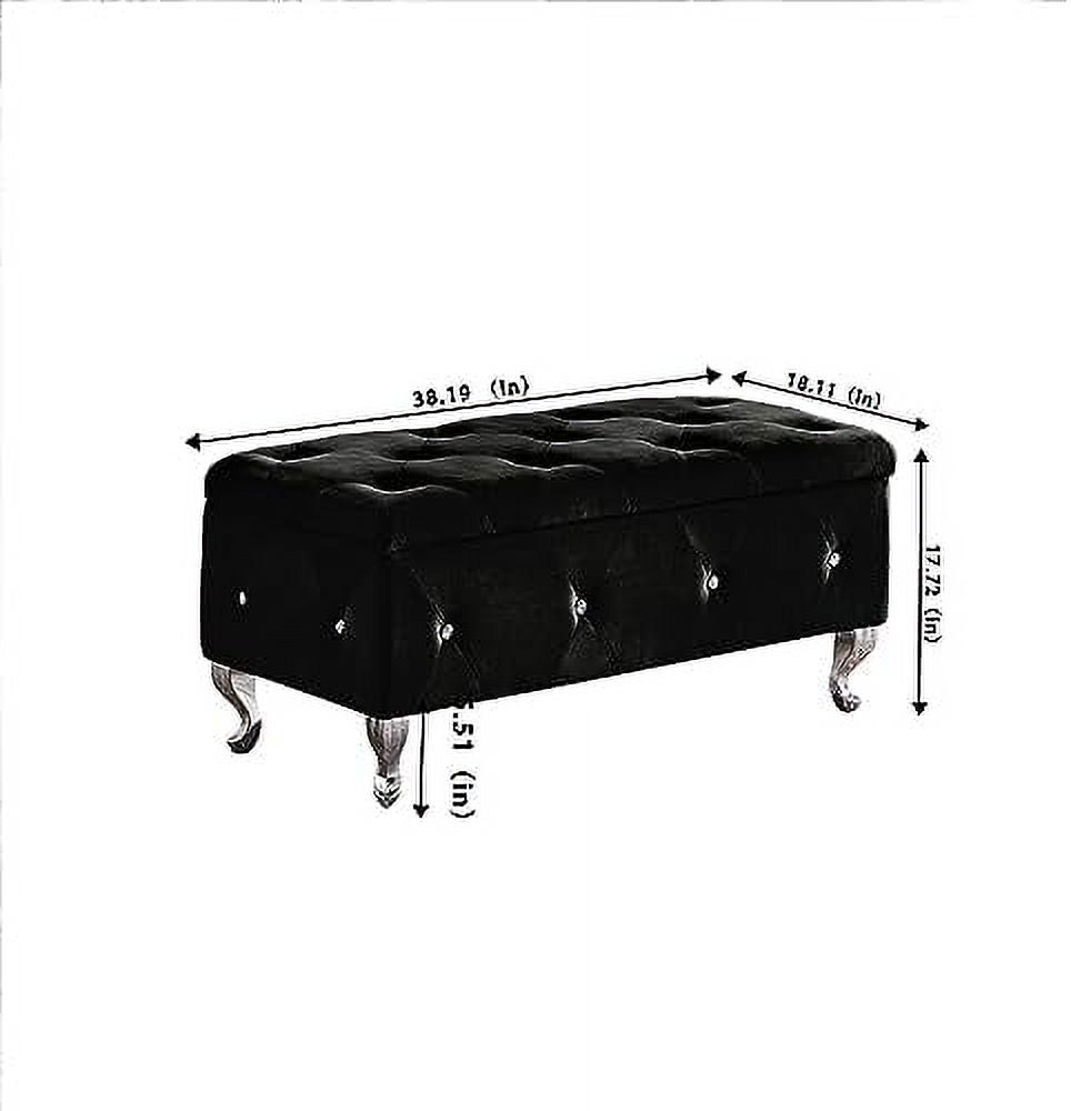Velvet Flip Top Entryway Bench Seat with Safety Hinge F236736