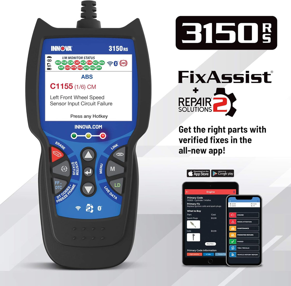 OBD2 Scanner Car Code Reader with ABS, SRS, Live Data Q555