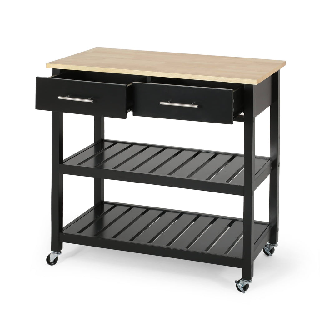 Natural + Black Kitchen Cart U847473