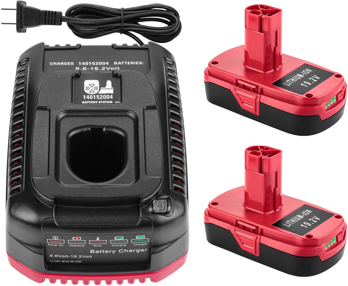 2Pack 3.0Ah Replacement Battery for Craftsman 19.2V Lithium Battery with Charger J774866
