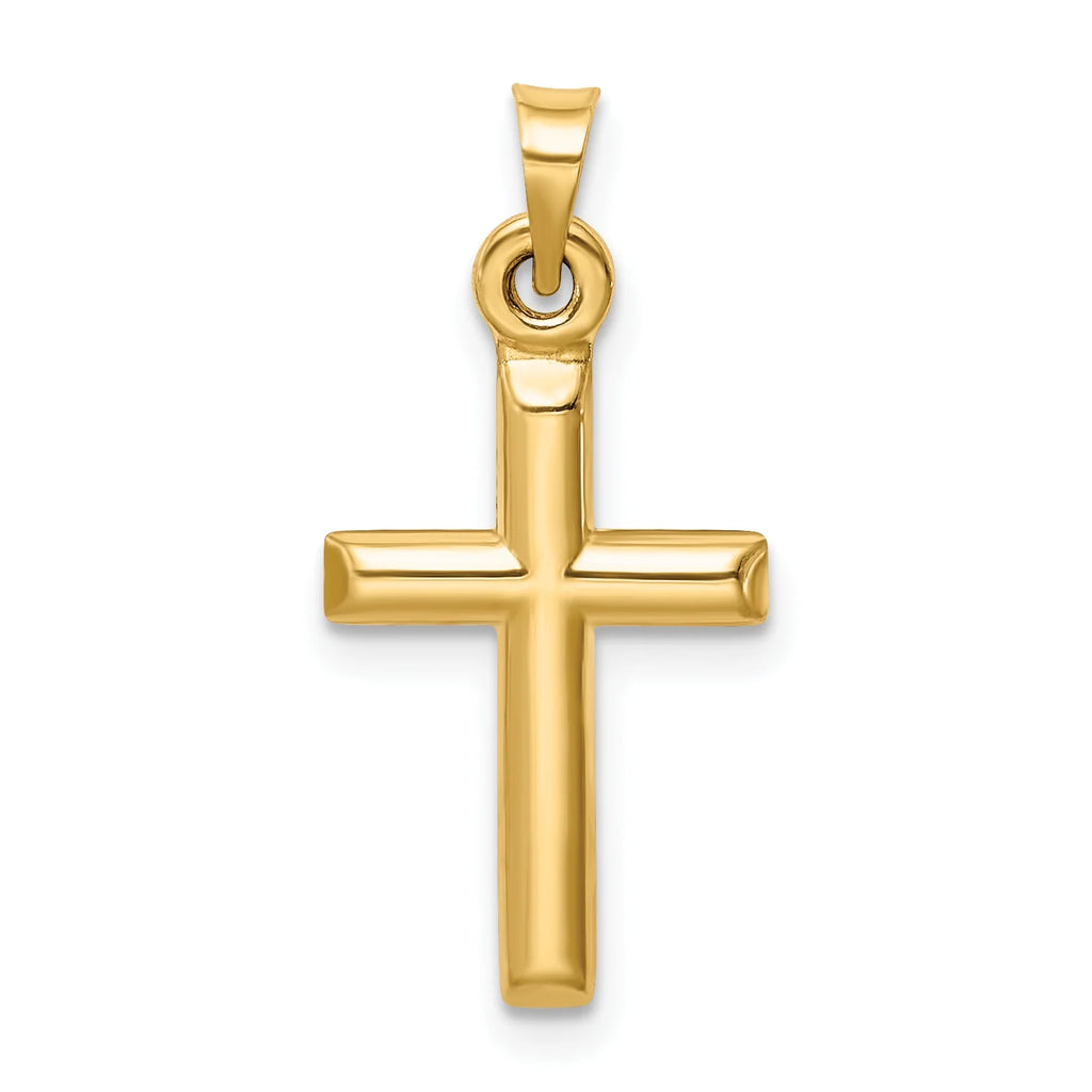 14K Yellow Gold Polished Hollow Diamond-Cut Cross Pendant Charm R956415