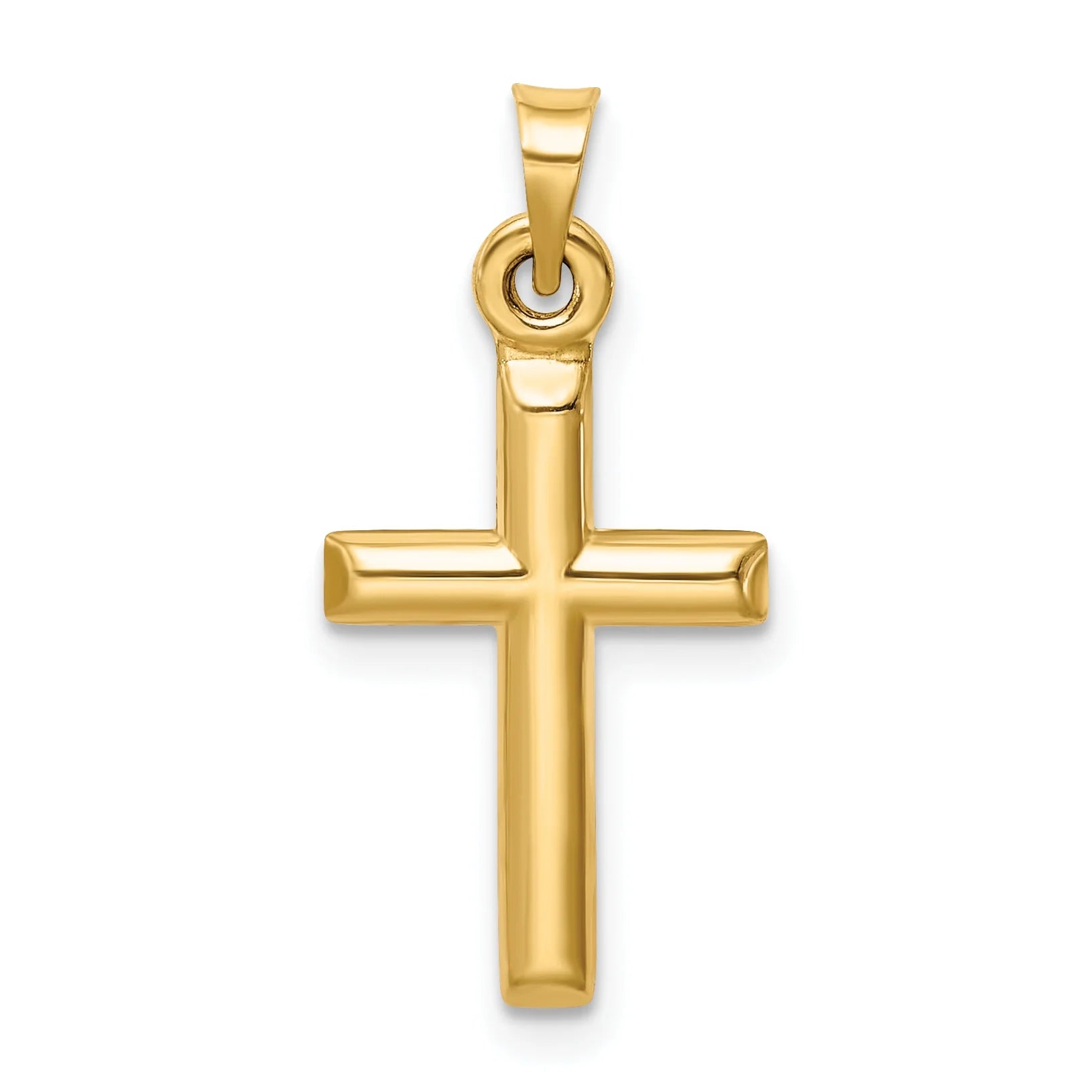 14K Yellow Gold Polished Hollow Diamond-Cut Cross Pendant Charm R956415