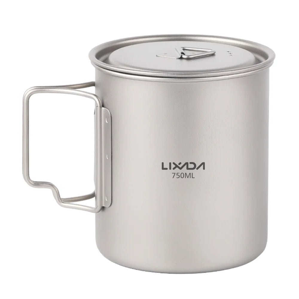 1L Titanium Camping Water Bottle with 750ml Cup V943