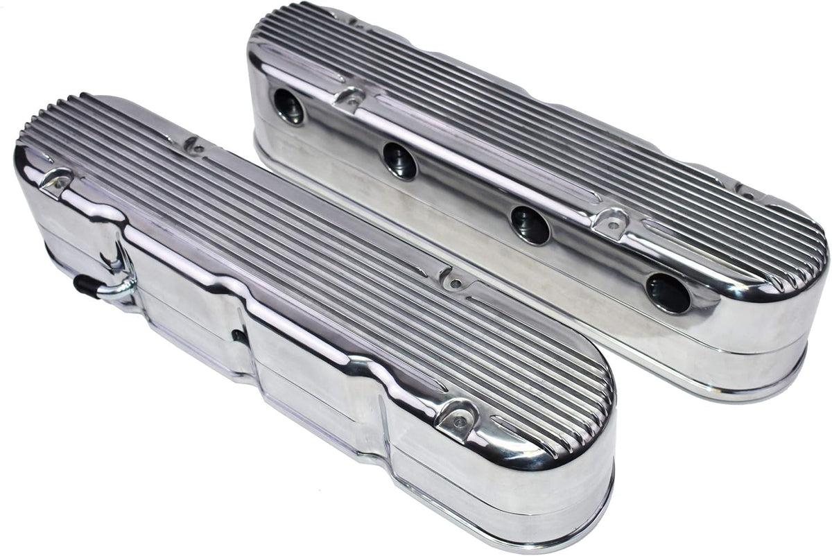 Polished Finned Cast Aluminum Valve Covers with Coil Mounts I80200
