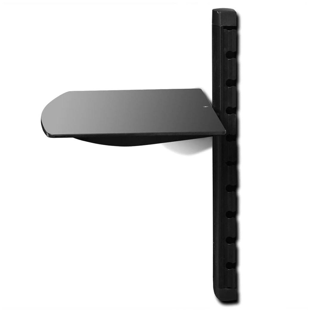 Black Wall Mounted Glass DVD Shelf P5853