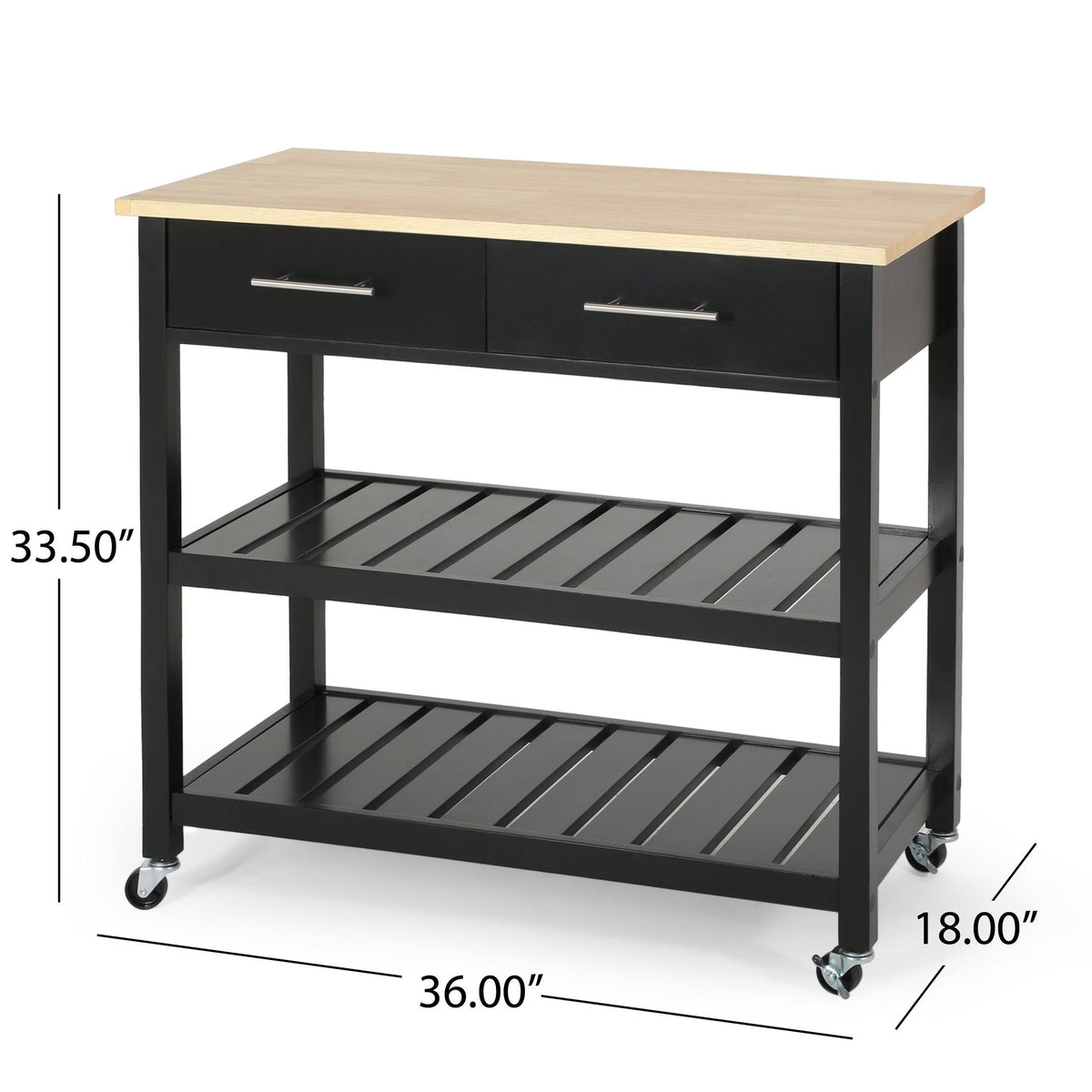 Natural + Black Kitchen Cart U847473