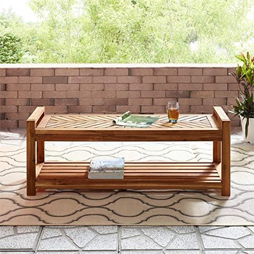 Brown Acacia Wood Patio Storage Bench O533770