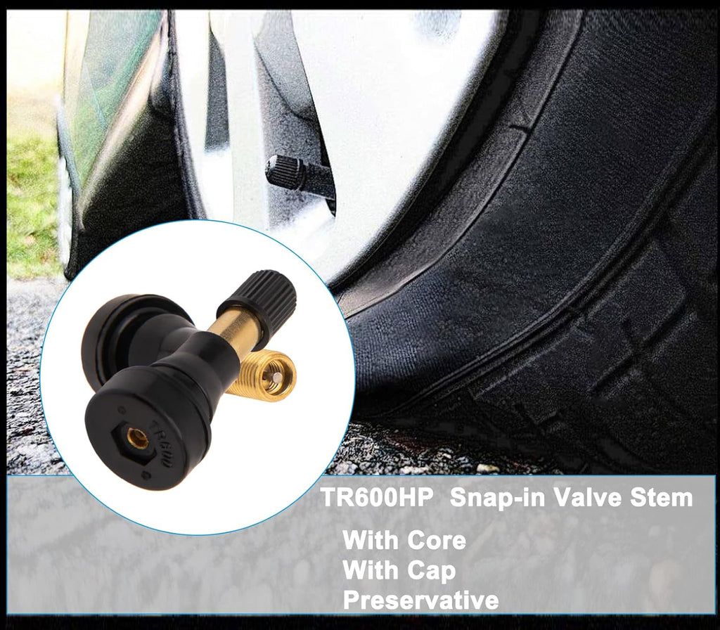High Pressure Brass Rubber Snap-in Tire Valve Stem (100 Pack) G426986