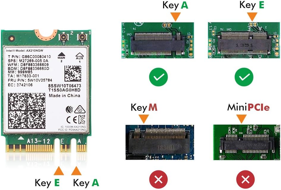 WiFi 6E Card AX210 Bluetooth 5.2 Tri-Band 5400Mbps Wireless Module for Laptop Z34358