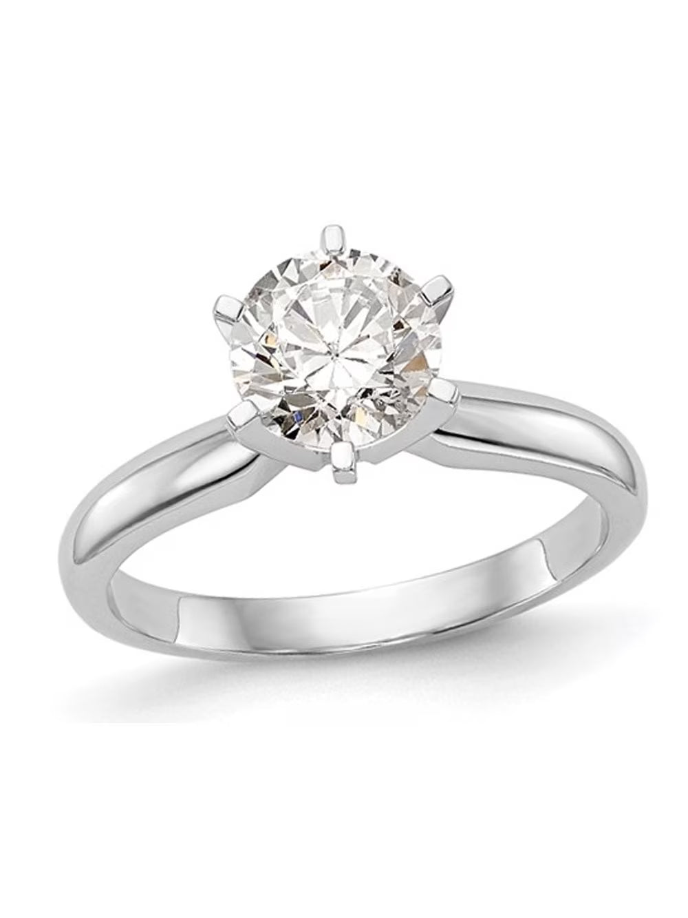 14K White Gold Lab-Grown Diamond Solitaire Engagement Ring Y12478