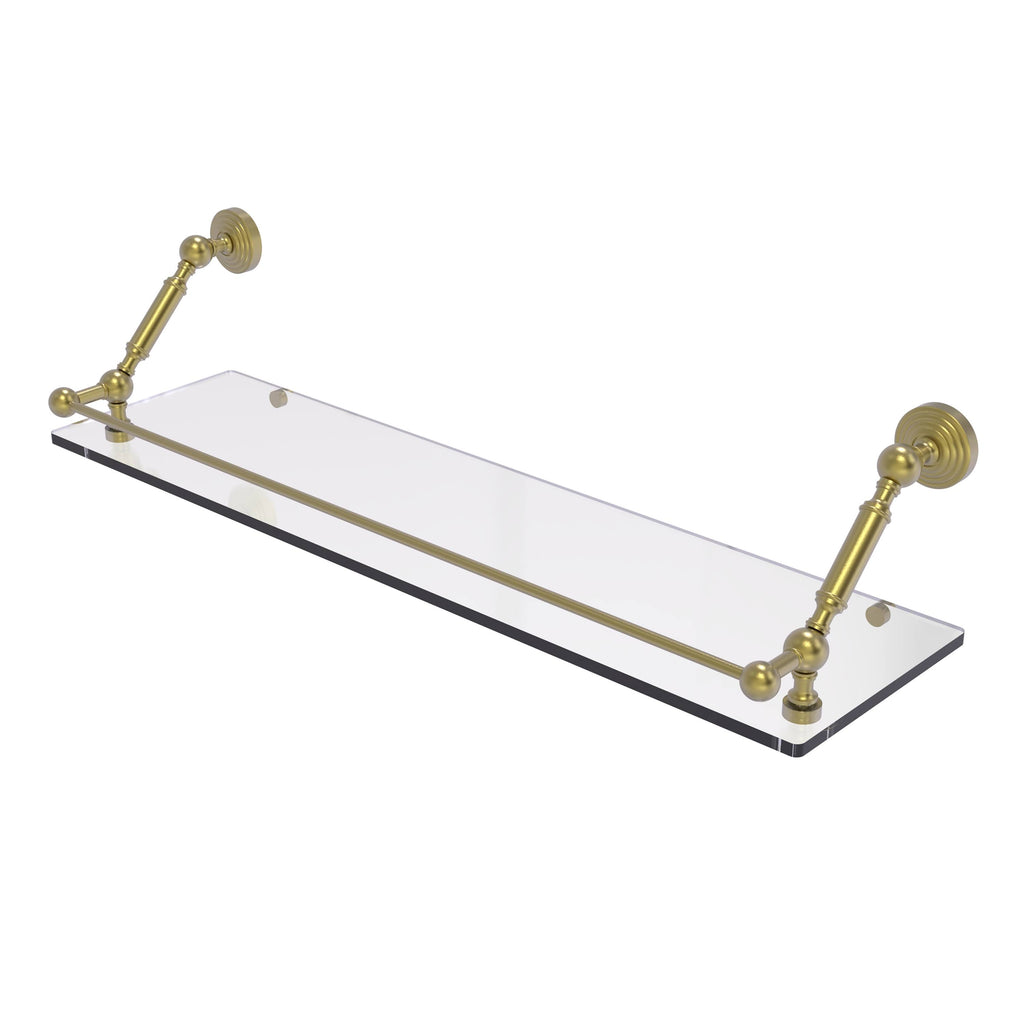 30 in. Floating Glass Shelf with Gallery Rail Satin Brass B59794