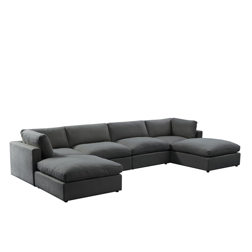 Charcoal Linen Sofa U-Chaise Sectional F556101