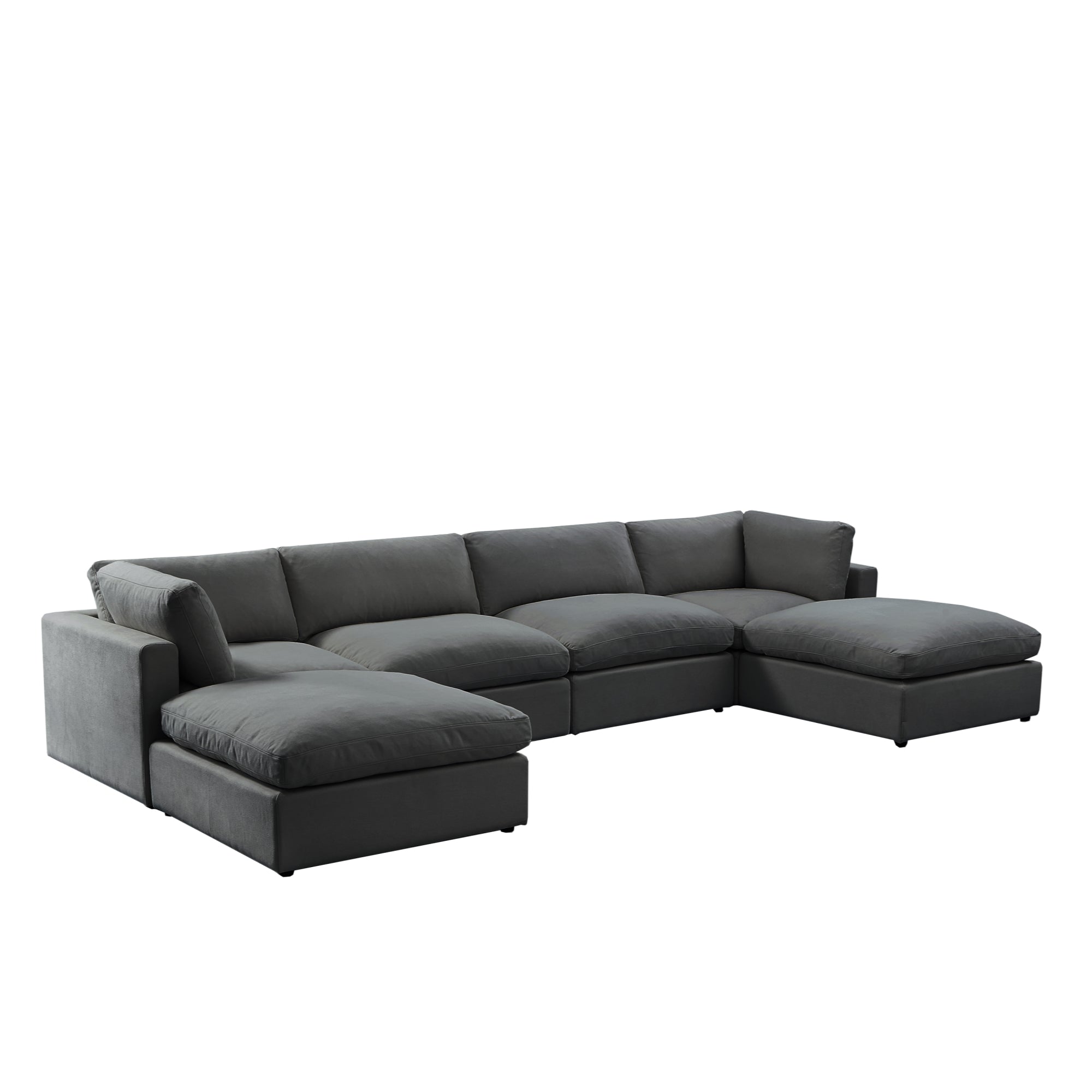Charcoal Linen Sofa U-Chaise Sectional F556101