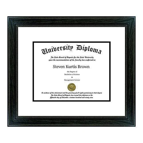 Black 1.5x22 Single Diploma Frame with Double Matting W4360
