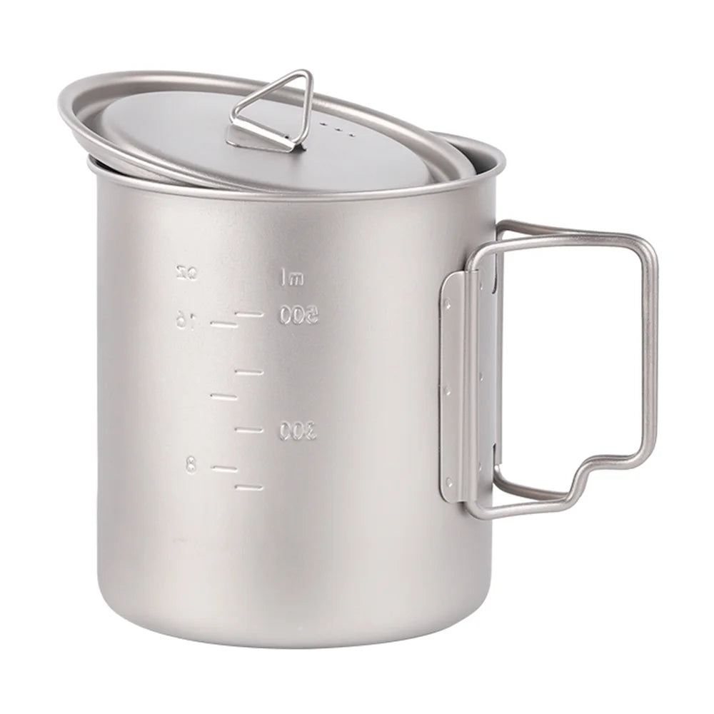 1L Titanium Camping Water Bottle with 750ml Cup V943