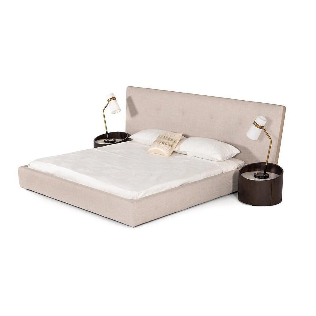 Beige Cotton & Polyester Fabric Bed S83505