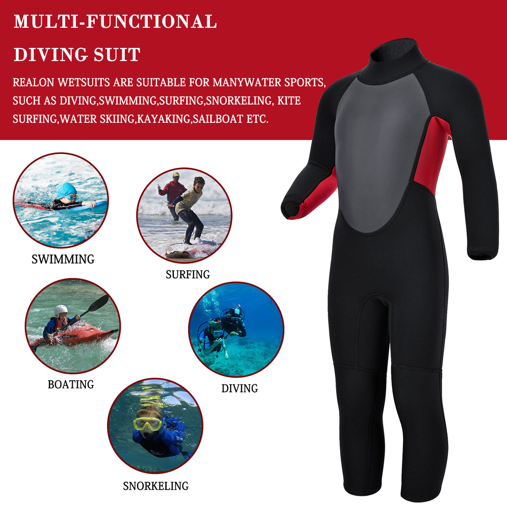 Kids 2mm Neoprene Full Wetsuit with Back Zip I952