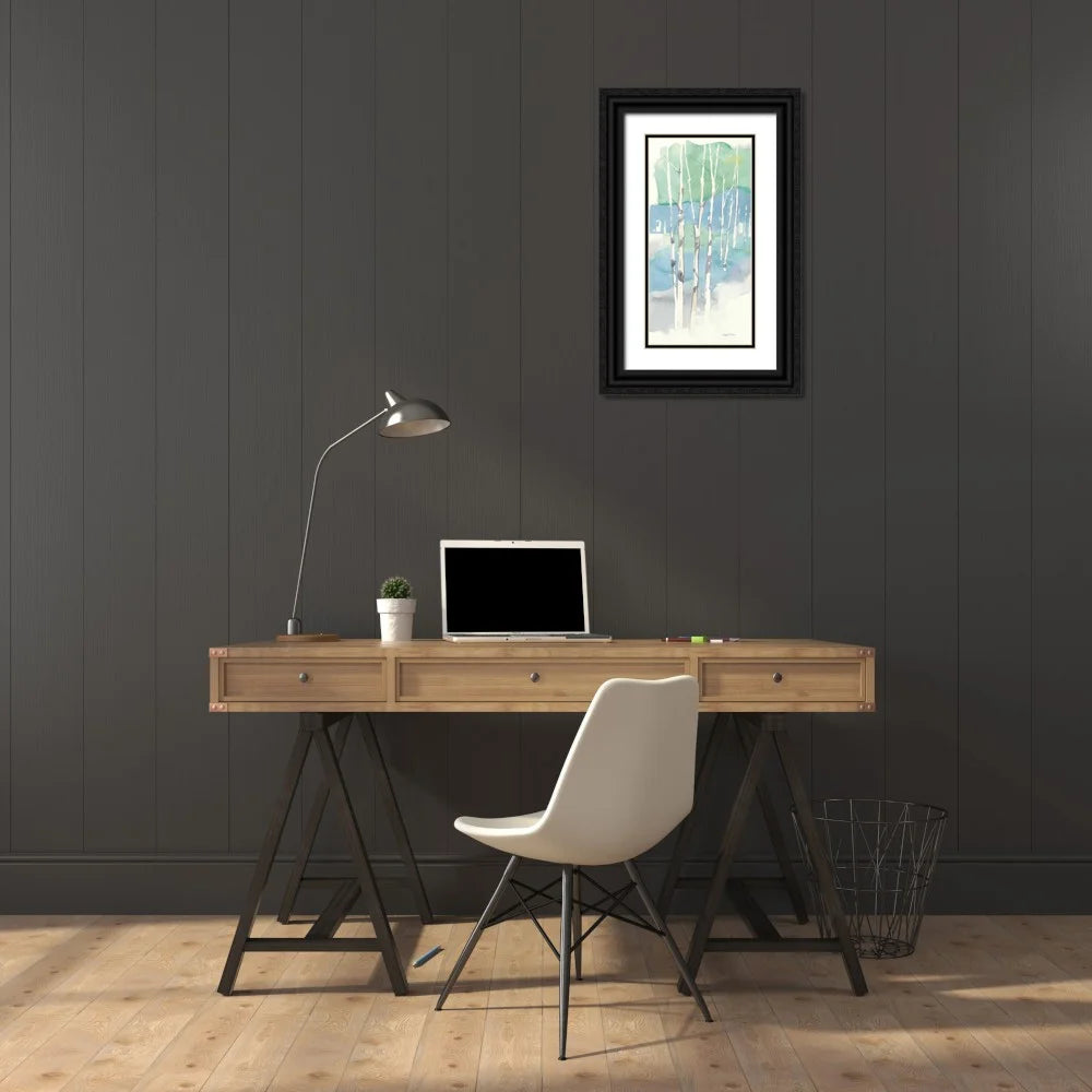 Aspens Panel II 11x18 Black Ornate Wood Framed Art Print Y133212