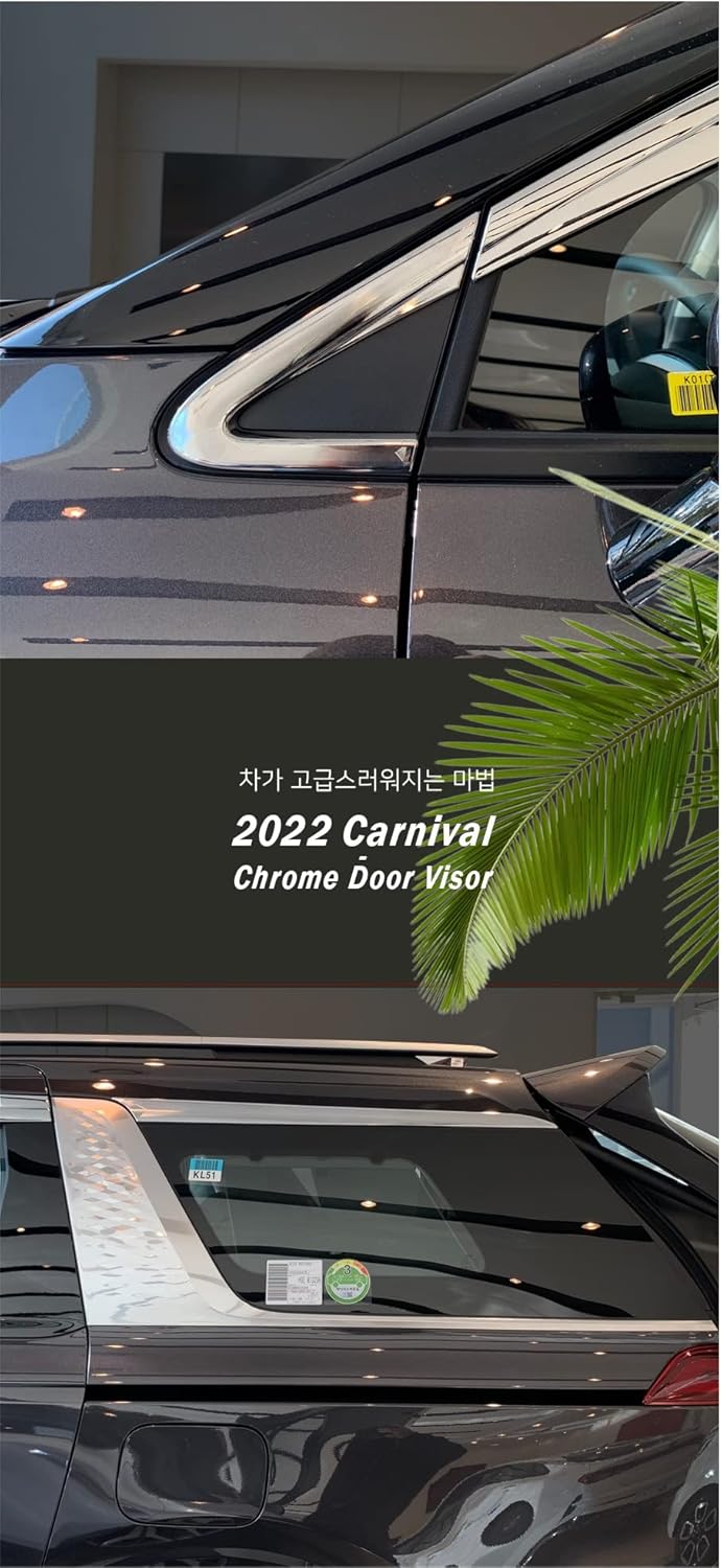 A-Pillar Post Trim and Quarter Trim for Kia Carnival 2022 (4PCs) Chrome Finish Tape-On Style E915
