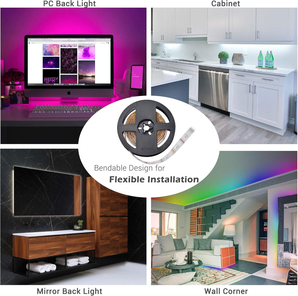 6.6 Ft WIFI Smart LED Strip Light Kit 5050 RGB Color Changing Pack of 2 O19109