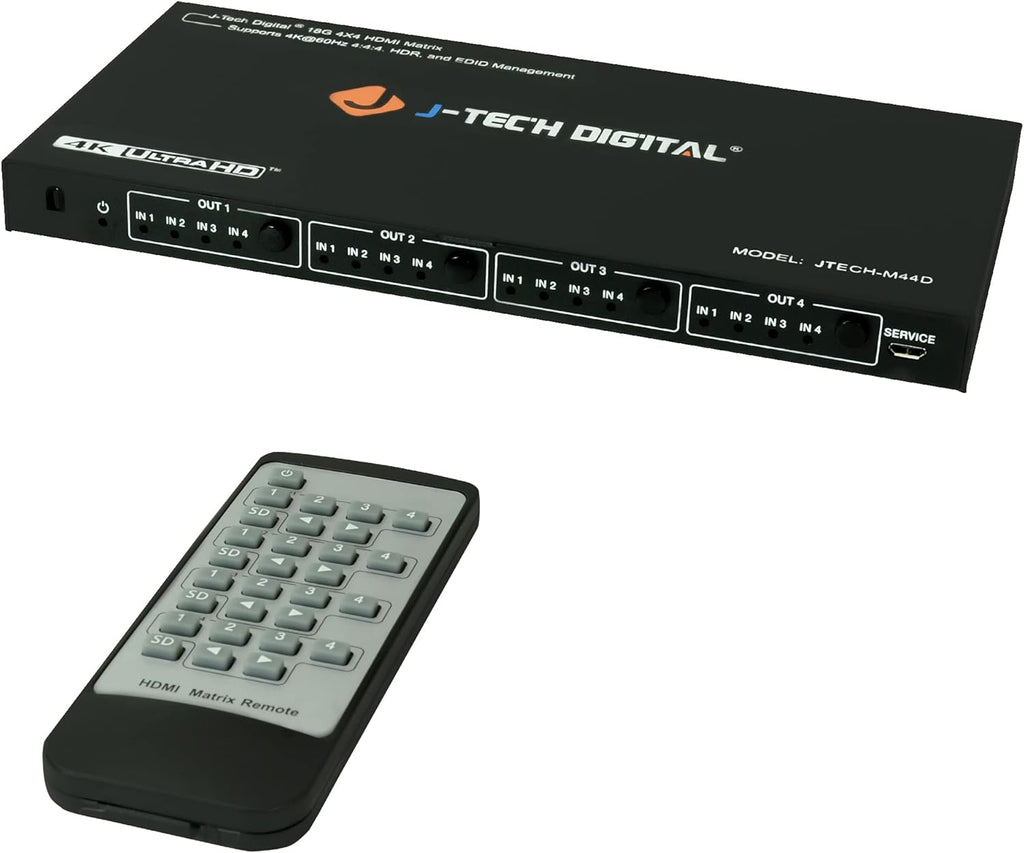 4K 60Hz 4x4 HDMI Matrix Switch with Downscaler EDID HDCP 2.2 HDMI 2.0 W2680