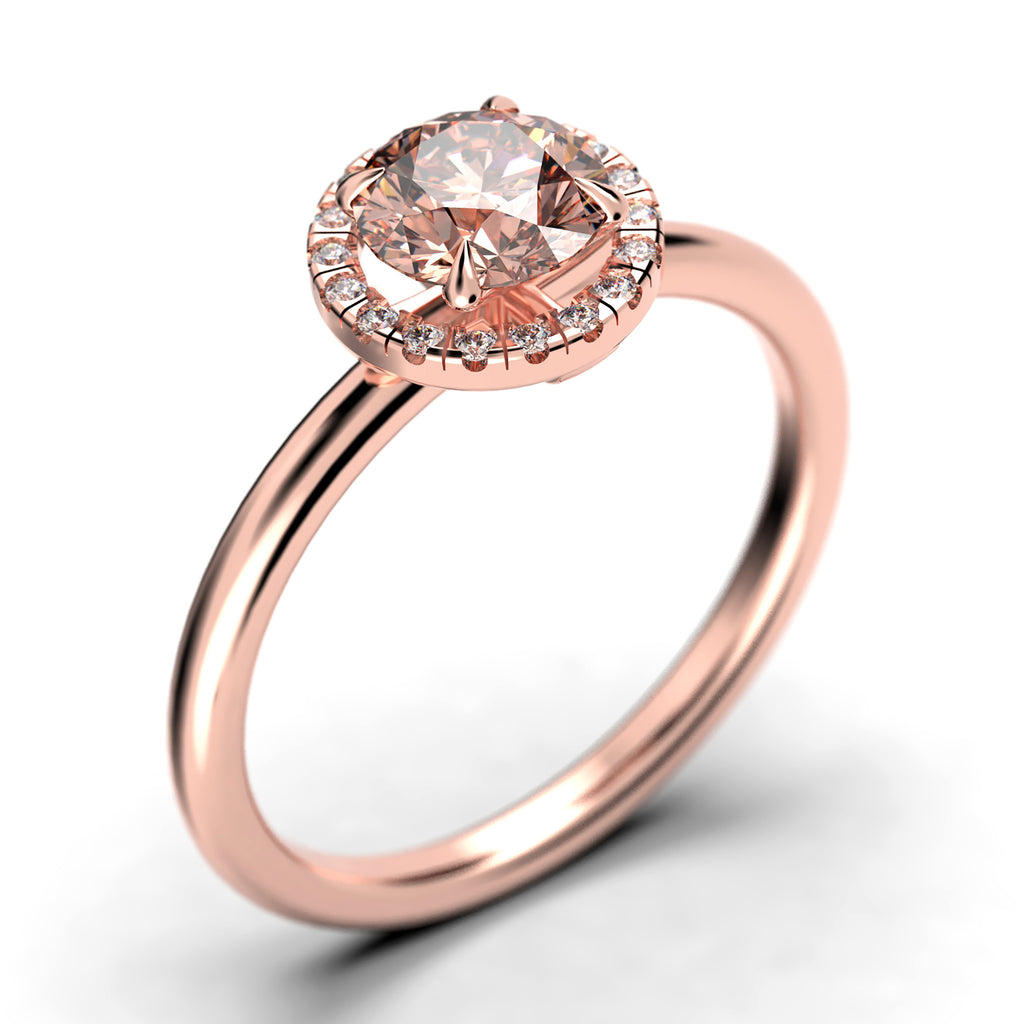 1.25 Carat Round Cut Morganite And Diamond Moissanite Engagement Ring in 925 Sterling Silver With 18k Rose Gold Plating X4553
