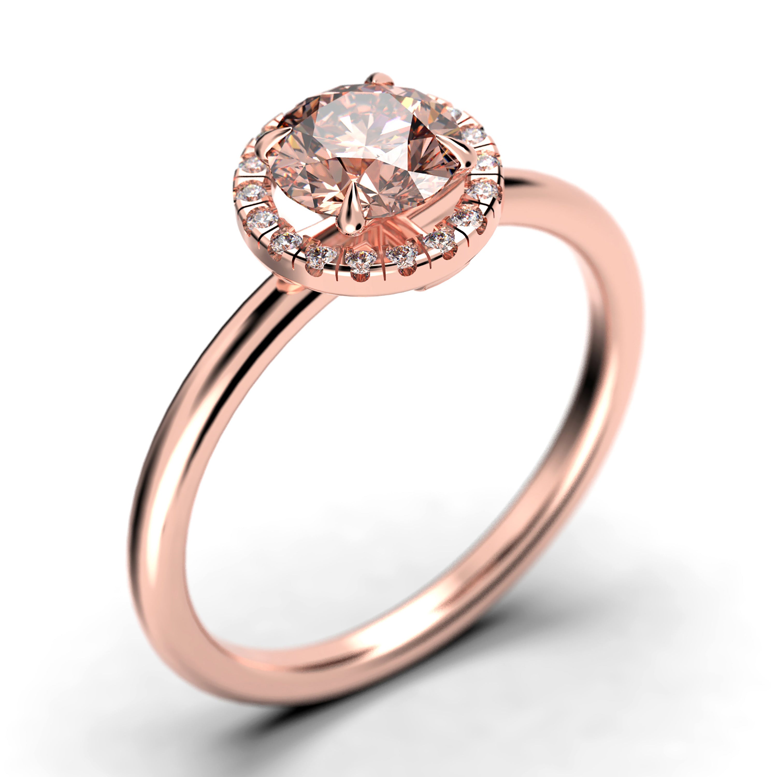 1.25 Carat Round Cut Morganite And Diamond Moissanite Engagement Ring in 925 Sterling Silver With 18k Rose Gold Plating X4553