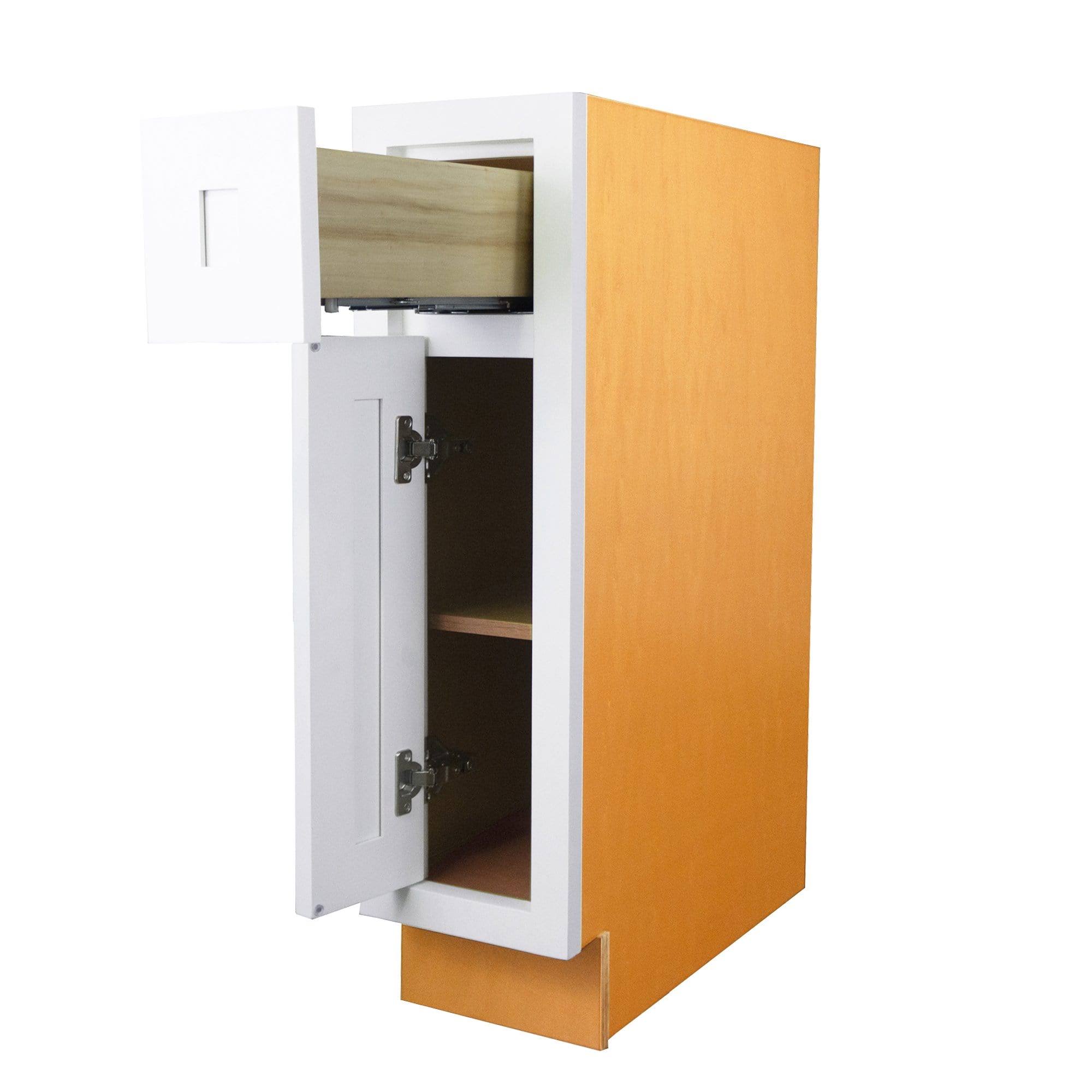 18 inch Wide Kitchen Base Cabinet Snow White Inset Shaker Single Door Single Drawer V398121