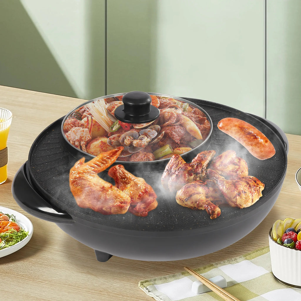 Circular Edition Hotpot Grill Combo Electric Non-stick Black P1592