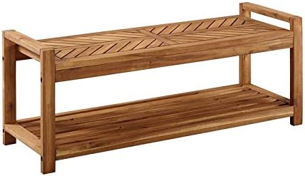 Brown Acacia Wood Patio Storage Bench O533770