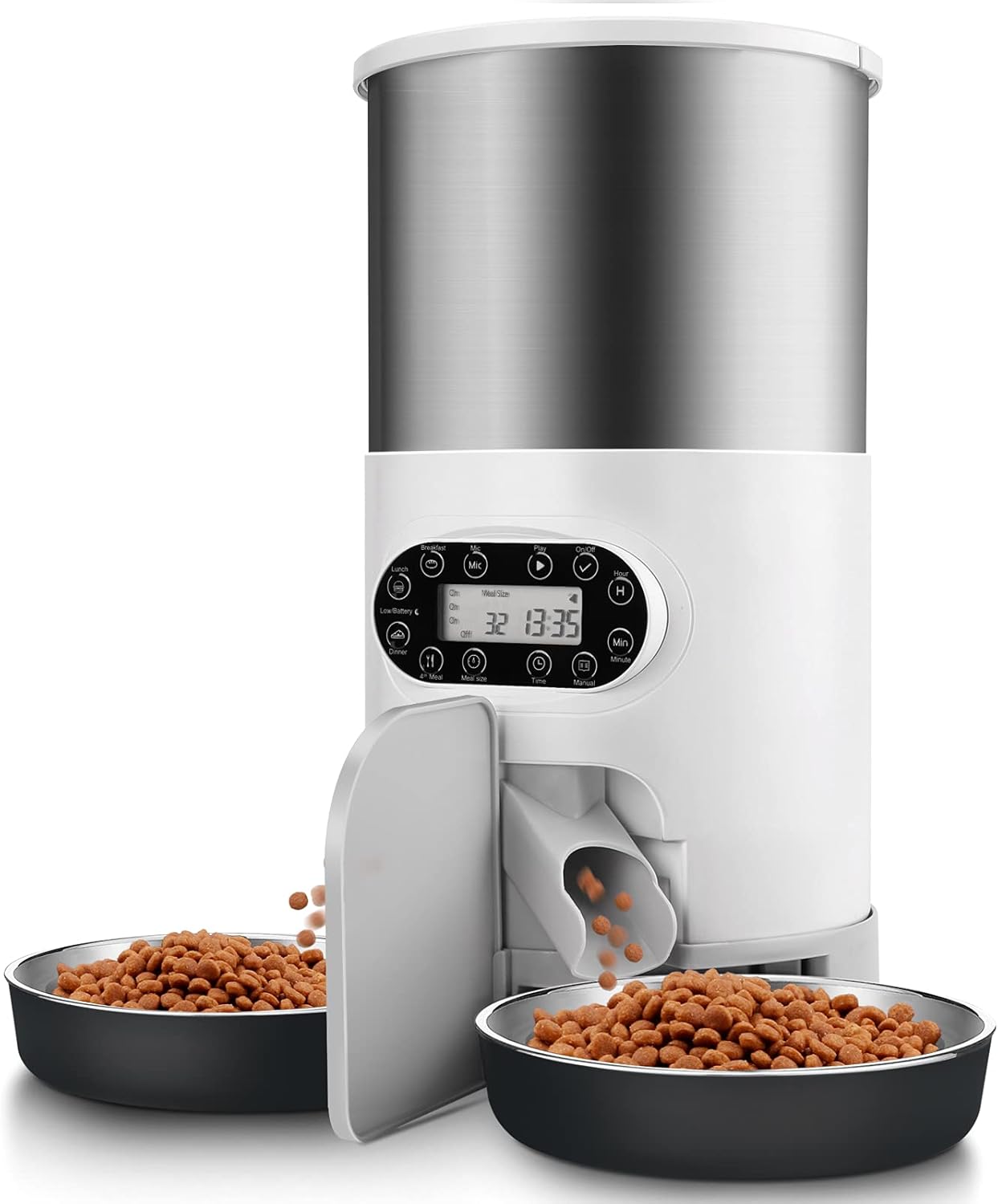 Automatic Cat Feeder with 2-Way Splitter, 4.5L, 304 Stainless Steel T113425