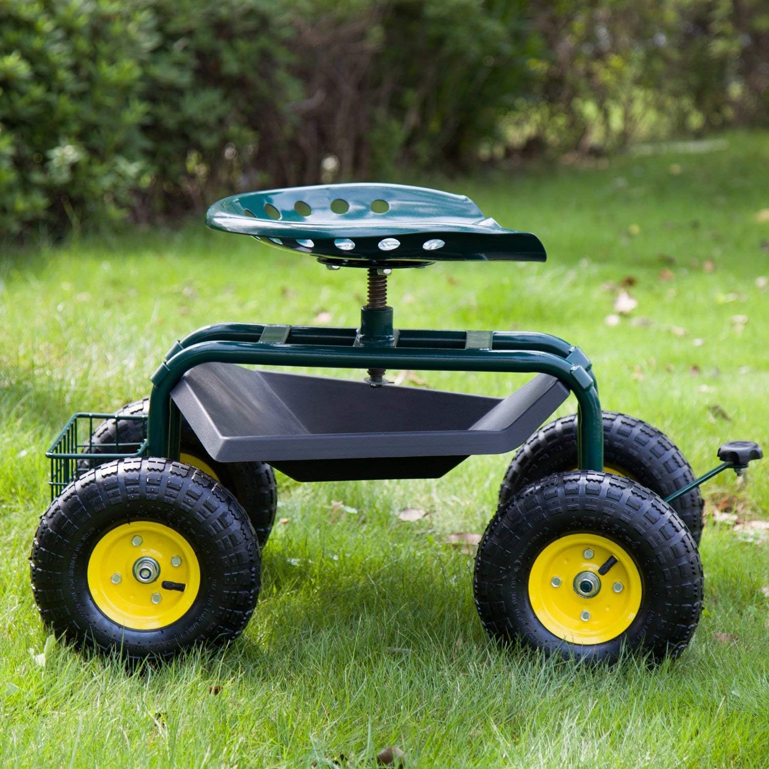Rolling Garden Stool Cart with Tool Storage Utility Basket N201