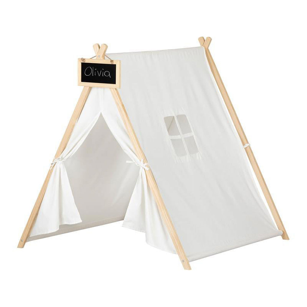 2-Piece Set with White House Bed and Play Tent with Chalkboard D8831