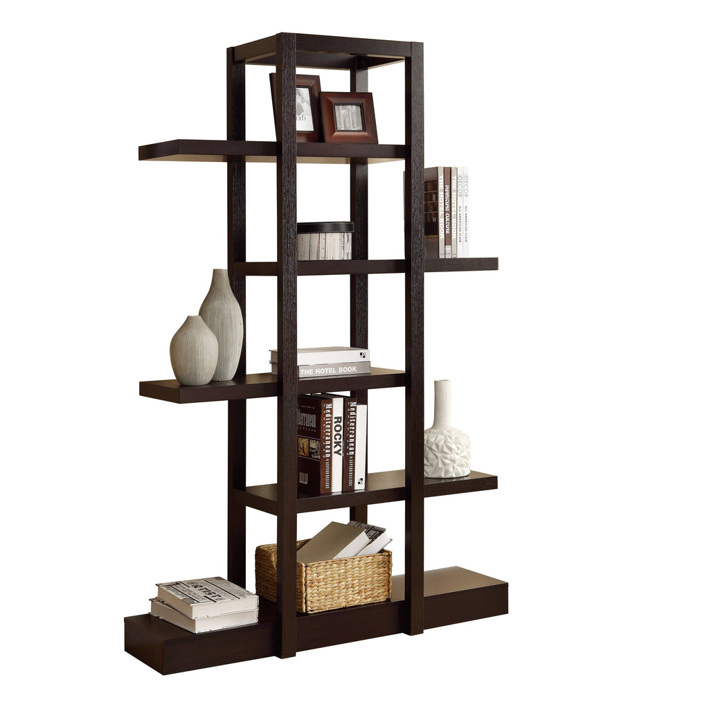 5-Shelf Zigzag Bookcase, Cappuccino Q509
