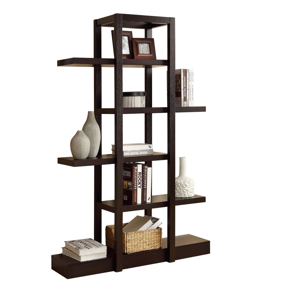 5-Shelf Zigzag Bookcase, Cappuccino Q509