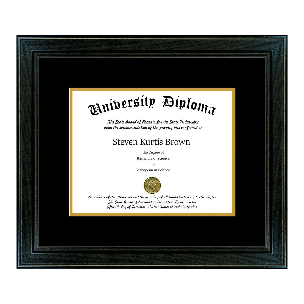 Black 1.5x22 Single Diploma Frame with Double Matting W4360