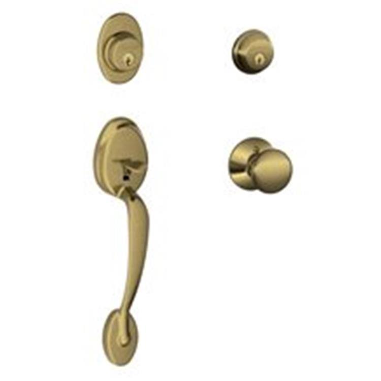 Antique Brass Double Cylinder Handleset with Interior Knob D781994